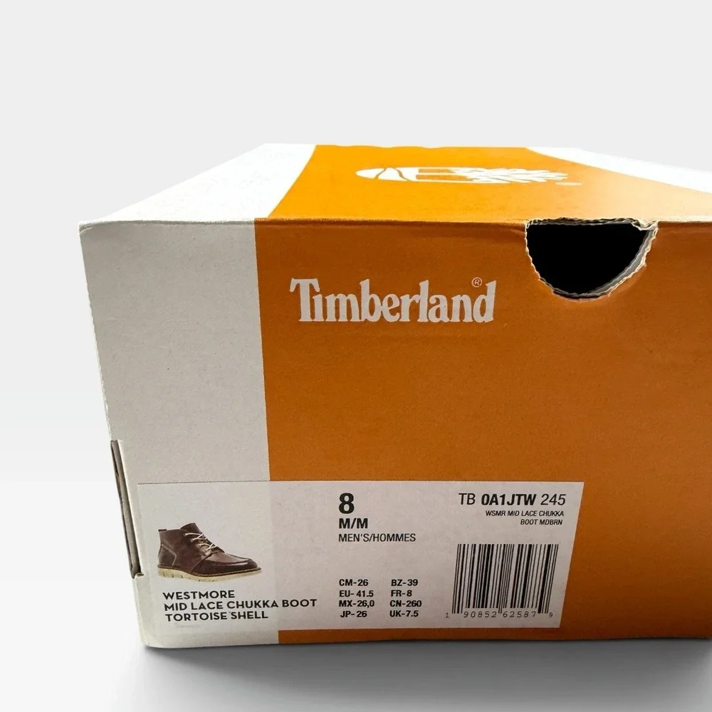 Timberland Westmore Mid Lace Chukka Boot Mens 8 Brown Leather TB0A1JTW245 NEW